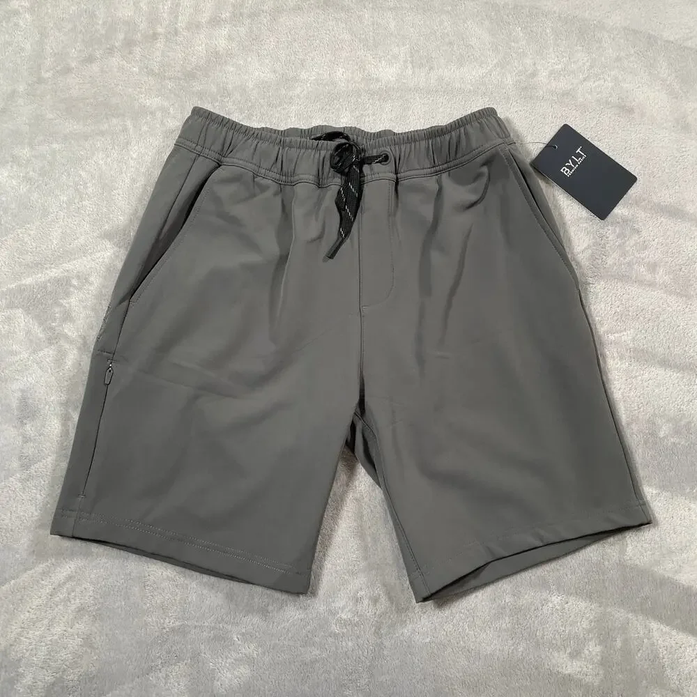 Bylt Shorts Mens Small Grey Ryse Fleece Stretch Casual Drawstring Activewear